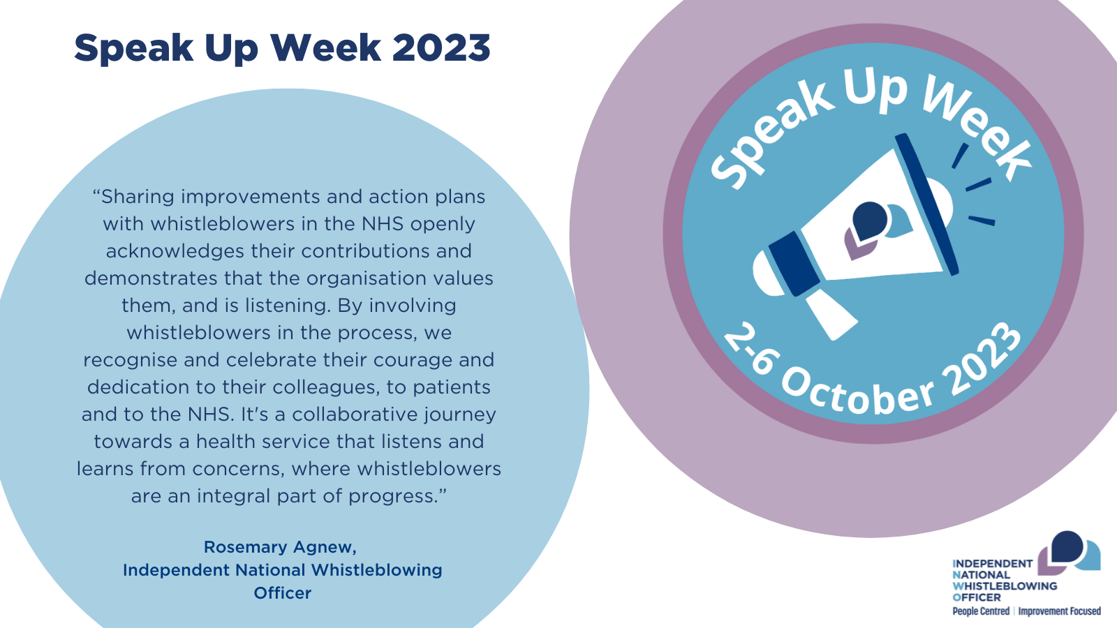 A statement from the INWO, Rosemary Agnew: Sharing improvements and action plans with whistleblowers in the NHS openly acknowledges their contributions and demonstrates that the organisation values them, and is listening. By involving whistleblowers in the process, we recognise and celebrate their courage and dedication to their colleagues, to patients and to the NHS. It's a collaborative journey towards a health service that listens and learns from concerns, where whistleblowers are an integral part of progress.